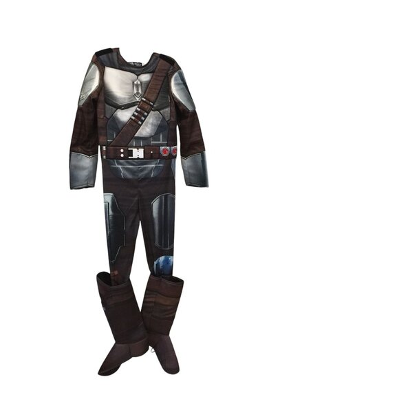 Disney Star Wars The Mandalorian Child Large 10-12 Jumpsuit with Boot Tops Detac - Picture 1 of 3